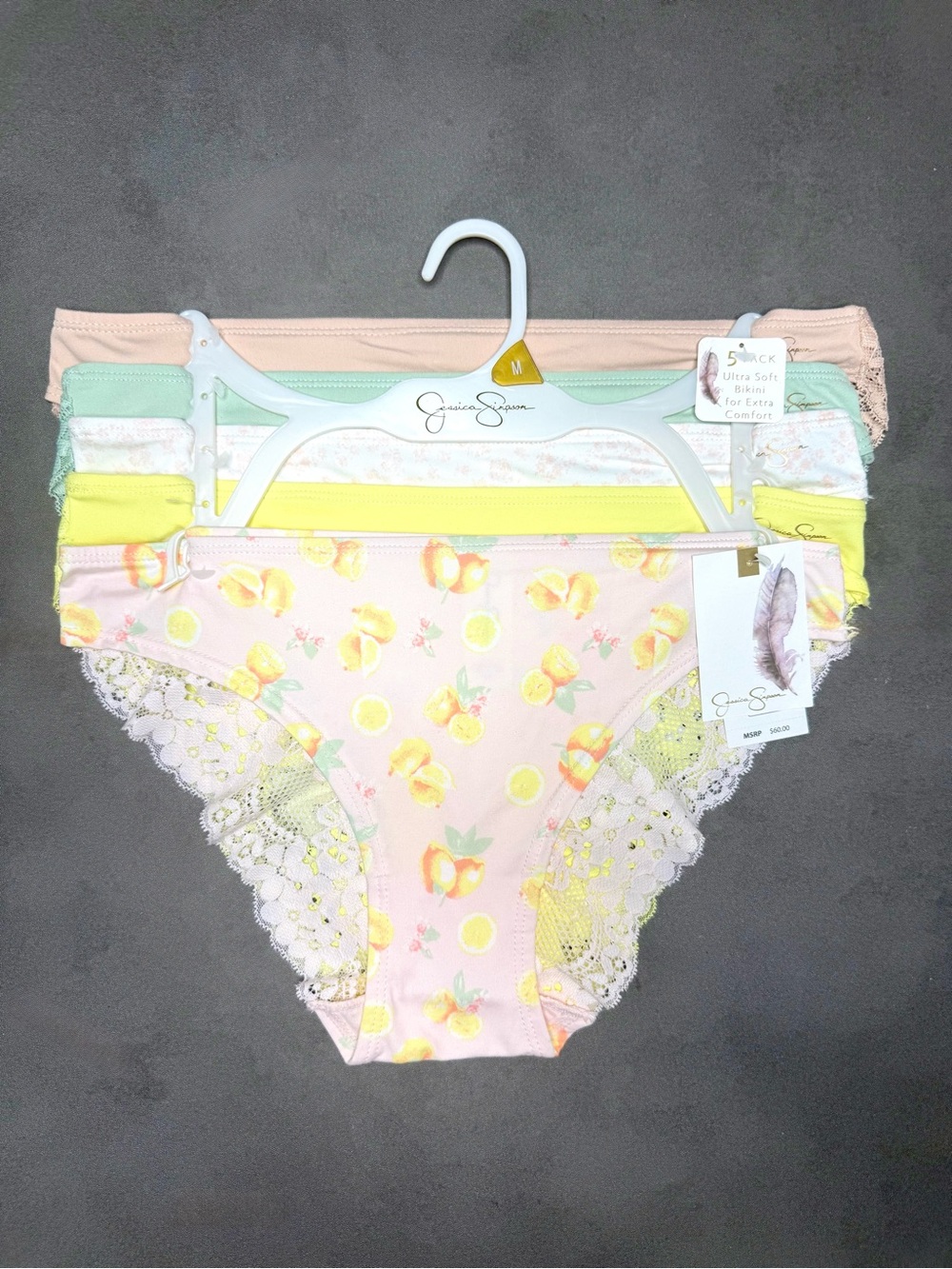 Jessica Simpson Pastel Fruit Print & Mint, Yellow, Blush Ultra Soft Bikini Set